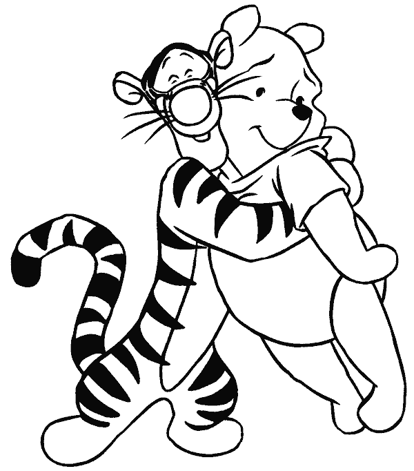 coloriage tigrou enlace winnie